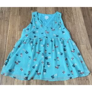 The Nines by HATCH Green Floral Chiffon V‎ Neck Maternity Tank Top Size Small